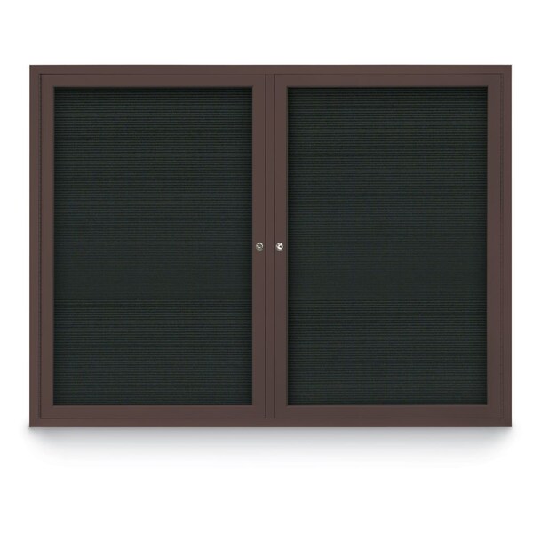 48"x36" 2-Door Enclosed Outdoor Letterboard, Black Felt/Bronze